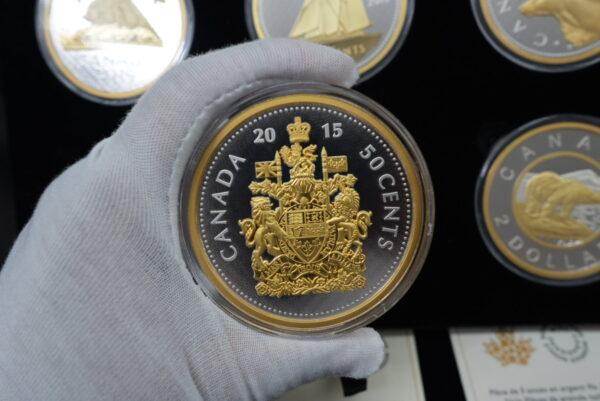 2015 5 oz Big Coin Series Silver 6-Coin Set with 24kt Gold Plating - Image 3