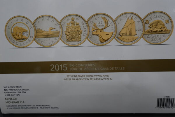 2015 5 oz Big Coin Series Silver 6-Coin Set with 24kt Gold Plating - Image 7