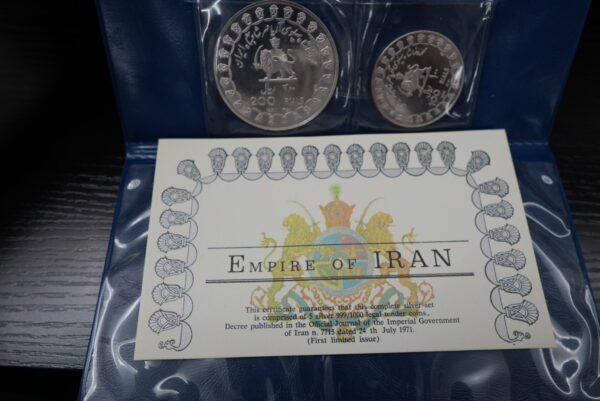 1971 Empire of Iran Five-Coin Silver Proof Set – 4.3 oz .999 Fine Silver - Image 3