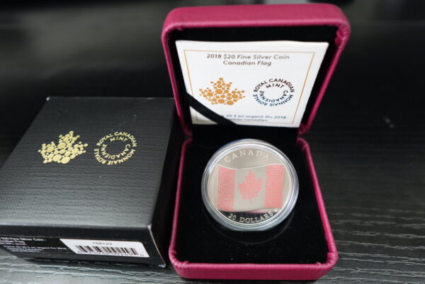 2018 $20 Canadian Flag – 1 oz Pure Silver Coin - Image 2
