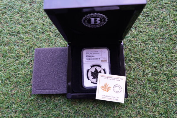 2023 $20 Canada Super Incuse Maple Leaf Silver Proof – Black Rhodium, NGC PF70 - Image 5
