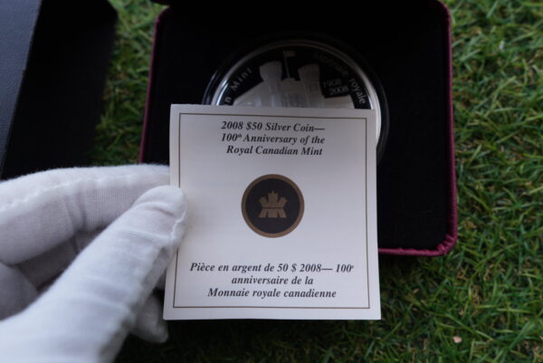 2008 $50 Royal Canadian Mint 100th Anniversary Coin – 5 oz Pure Silver Proof - Image 4