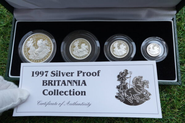 1997 Britannia Silver Proof 4-Coin Set – First Ever! Tercentenary Tribute in .958 Fine Silver