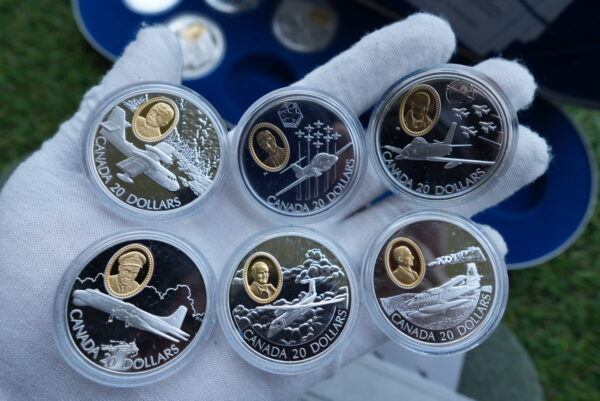 1995–1999 Canadian $20 Aviation Series 2 – Powered Flight: Beyond WWII | 10-Coin Sterling Silver Set - Image 2