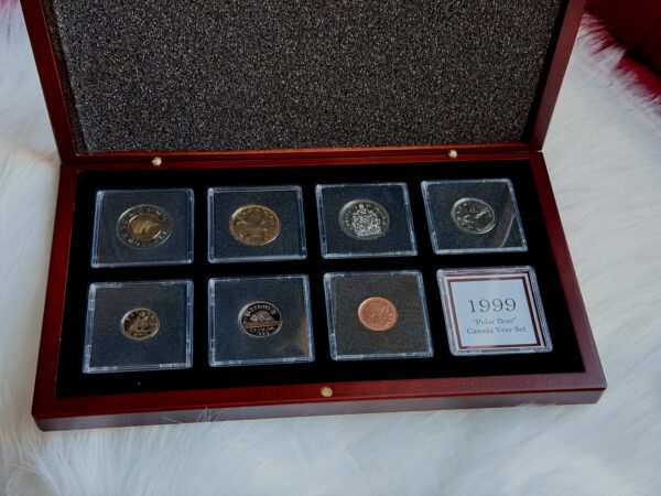 1999 Canada Select Gem Uncirculated Proof-Like Set in Mahogany Finish Wood Display Cases