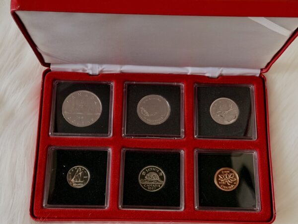 1987 Canadian Select Gem Uncirculated Proof-Like Set - presented in an elegant red leather-like display box