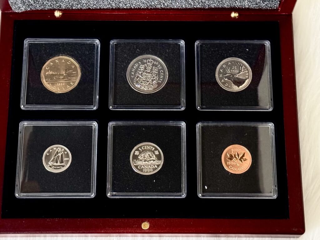 1996 Canadian Select Gem Uncirculated Proof-Like Set in Mahogany Finish Wood Display Cases