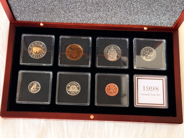 1998 Canada Select Gem Uncirculated Proof-Like Set in Mahogany Finish Wood Display Cases
