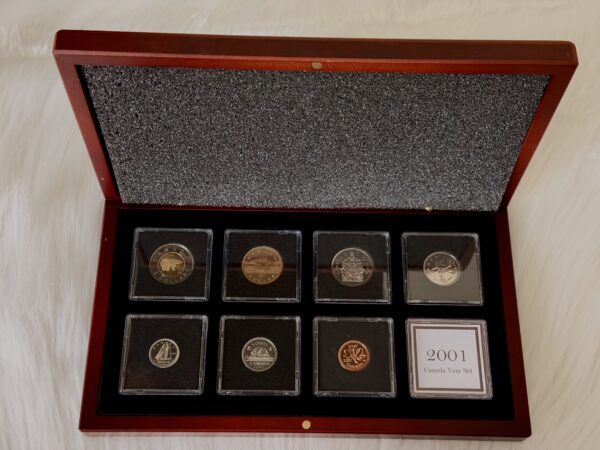 2001 Canada Select Gem Uncirculated Proof-Like Set in Mahogany Finish Wood Display Cases