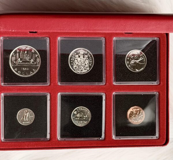 1982 Canada Select Gem Uncirculated Proof-Like Set – presented in an elegant red leather-like display box