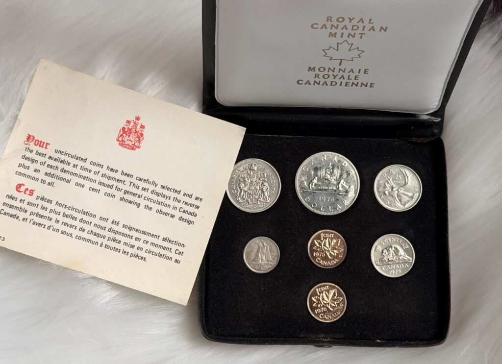 1976 Canada Uncirculated Coin Set – Commemorative Nickel Issue – Leather-Like Presentation Box