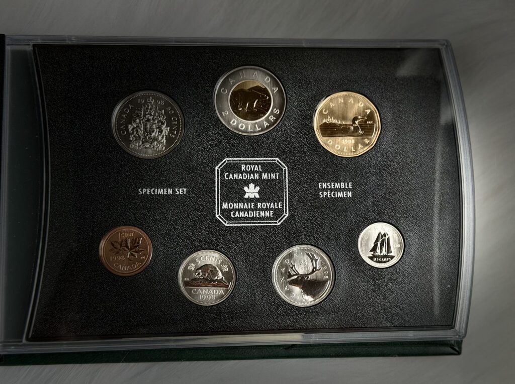 1998 Canada Specimen Coin Set – 7 Coins – Leatherette Royal Canadian Mint Case