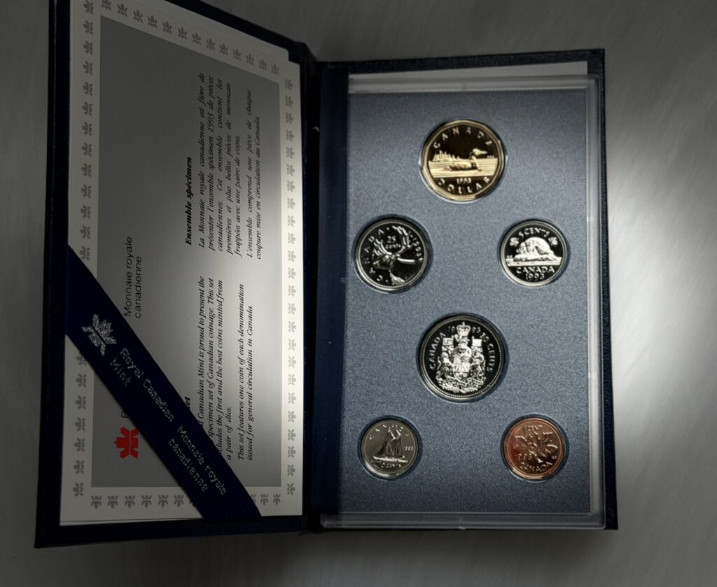 1993 Canada Specimen Six-Coin Set – Royal Canadian Mint (Leatherette Case & Sleeve)