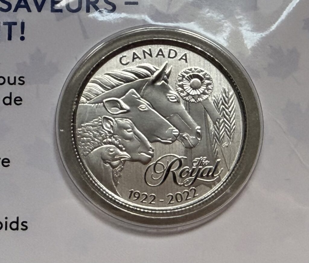 2022 Canada $5 Moments to Hold – 100th Anniversary of the Royal Agricultural Winter Fair – ¼ oz .9999 Fine Silver Coin