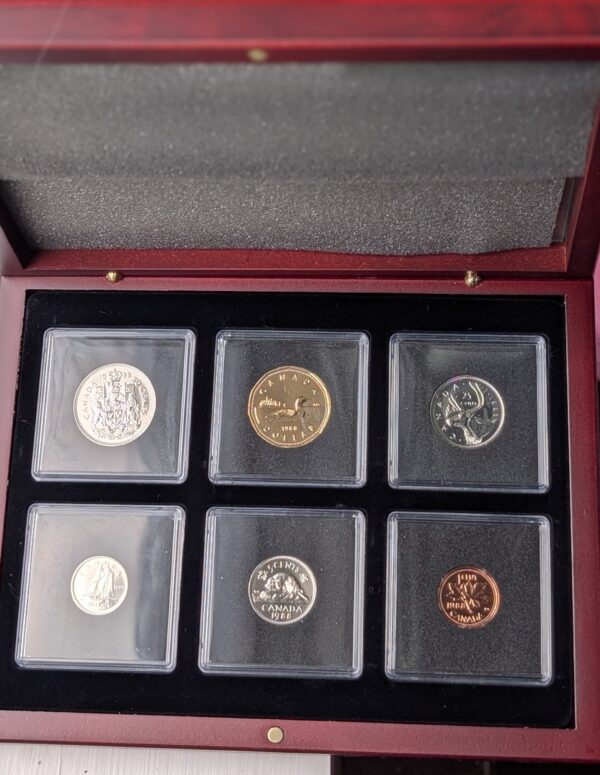 1988 Canada Select Gem Uncirculated Proof-Like Set in Mahogany Finish Wood Display Cases